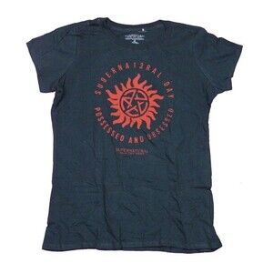 Supernatural Girls Juniors T-Shirt Su9erna13ral Day Fire Pentagram Black Size S